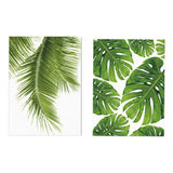 Maxbell 2pcs Unframed Green Palm Leaf Canvas Oil Painting Picture Wall Art Decor
