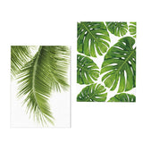 Maxbell 2pcs Unframed Green Palm Leaf Canvas Oil Painting Picture Wall Art Decor