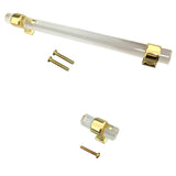 Maxbell 2pcs Acrylic Door Pulls Knob Drawer Cabinet Cupboard Handle Hardware Gold