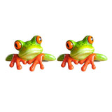 Maxbell 2pcs Resin Creative 3D Craft Frog Figurine Office Desk Computer Decoration