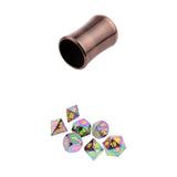 Maxbell Fashion Waisted Dice Cup Shaker + 7 Set Rainbow Zinc Alloy Multi-sided Dice