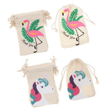 Maxbell 20pcs Set Flamingo Unicorn Thank you Cotton Jewelry Pouch Drawstring Bag