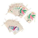 Maxbell 20pcs Set Flamingo Unicorn Thank you Cotton Jewelry Pouch Drawstring Bag