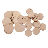 Maxbell 150 Pieces Round Unfinished Wood Pieces with Hole for DIY Crafts 50mm 30mm