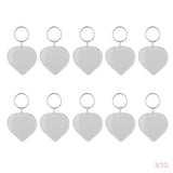 Maxbell 10Pcs Heart Blank Insert Photo Picture Frame Split Ring Clear Keychain 5x5cm