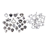 Maxbell 10 Sets Silver Toggle Clasps+25Pcs Alloy Silver Pendants Charms DIY Jewelry