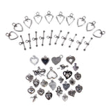 Maxbell 10 Sets Silver Toggle Clasps+25Pcs Alloy Silver Pendants Charms DIY Jewelry
