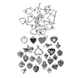 Maxbell 10 Sets Silver Toggle Clasps+25Pcs Alloy Silver Pendants Charms DIY Jewelry