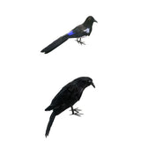 Maxbell 2x Artificial Realistic Birds Raven Magpie for Garden Weding Home Decoration