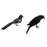 Maxbell 2x Artificial Realistic Birds Raven Magpie for Garden Weding Home Decoration