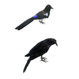 Maxbell 2x Artificial Realistic Birds Raven Magpie for Garden Weding Home Decoration