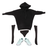 Maxbell 1/6 Female Hoodie Sweatshirt+Stockings+Sneaker for 12'' Phicen Action Figure