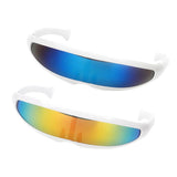 Maxbell 2 Piece Futuristic Narrow Cyclops Color Mirrored Lens Visor Sunglasses Party