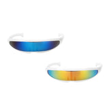 Maxbell 2 Piece Futuristic Narrow Cyclops Color Mirrored Lens Visor Sunglasses Party