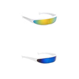 Maxbell 2 Piece Futuristic Narrow Cyclops Color Mirrored Lens Visor Sunglasses Party