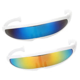 Maxbell 2 Piece Futuristic Narrow Cyclops Color Mirrored Lens Visor Sunglasses Party