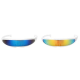 Maxbell 2 Piece Futuristic Narrow Cyclops Color Mirrored Lens Visor Sunglasses Party