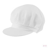 Maxbell 10 Piece Adjustable Elastic Cook Chef Cap Unisex White Dustproof Cooking Hat