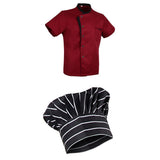 Maxbell Unisex Red Chef Jacket Coat Short Sleeves Shirt Hat Hotel Kitchen Uniform M