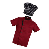 Maxbell Unisex Red Chef Jacket Coat Short Sleeves Shirt Hat Hotel Kitchen Uniform M
