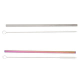 Maxbell 2 Pieces 192mm Long Titanium Drinking Straws with Cleaning Brush Straight