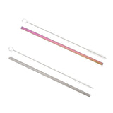 Maxbell 2 Pieces 192mm Long Titanium Drinking Straws with Cleaning Brush Straight