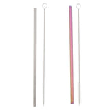 Maxbell 2 Pieces 192mm Long Titanium Drinking Straws with Cleaning Brush Straight