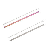 Maxbell 2 Pieces 192mm Long Titanium Drinking Straws with Cleaning Brush Straight