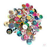Maxbell 200pcs Mixed Vintage Wooden 2 Holes Sewing Buttons Craft DIY Scrapbooking