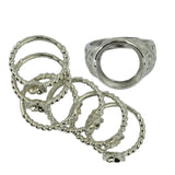 Maxbell 7pcs Brass Blank Bezel Adjustable Ring Peg Moun Flower Cup DIY Filigree Ring
