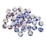 Maxbell 40Pcs Purple+ Blue Flower Ceramic Charms Porcelain DIY Loose Spacer Beads