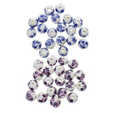 Maxbell 40Pcs Purple+ Blue Flower Ceramic Charms Porcelain DIY Loose Spacer Beads