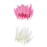 Maxbell 100pcs Dyed Goose Feather Jewelry Decor Headgear DIY Crafts 4-6" Pink&White