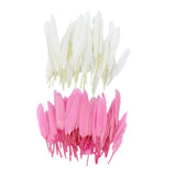 Maxbell 100pcs Dyed Goose Feather Jewelry Decor Headgear DIY Crafts 4-6" Pink&White