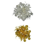 Maxbell 200Pcs Blank Pad Stud Earring Post Ear Stud Gold+Silver White Earbob Metal