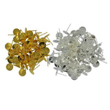 Maxbell 200Pcs Blank Pad Stud Earring Post Ear Stud Gold+Silver White Earbob Metal