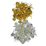 Maxbell 200Pcs Blank Pad Stud Earring Post Ear Stud Gold+Silver White Earbob Metal