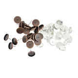 Maxbell 48Pcs Round Earring Blank Bezel Setting For 12mm Finding Copper&Silver White