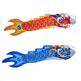 Maxbell 2x Chinese Dragon Flag Windsock Carp Streamer Garden Hanging Decor Red Blue