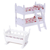 Maxbell 1/12 Dollhouse Miniature Furniture Children Bunk Bed Baby Cradle Bedroom