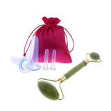 Maxbell 4pcs Silicone Anti Cellulite Massage Vacuum Cupping Cups Set + Jade Roller