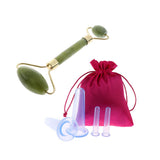 Maxbell 4pcs Silicone Anti Cellulite Massage Vacuum Cupping Cups Set + Jade Roller