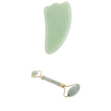 Maxbell Double Heads Natural Jade Stone Massage Roller Gua Sha Scraping Board Set