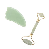 Maxbell Double Heads Natural Jade Stone Massage Roller Gua Sha Scraping Board Set
