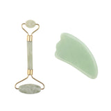 Maxbell Double Heads Natural Jade Stone Massage Roller Gua Sha Scraping Board Set