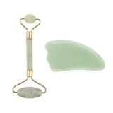 Maxbell Double Heads Natural Jade Stone Massage Roller Gua Sha Scraping Board Set