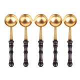Maxbell 5Pcs Stamp Sealing Wax Spoon Retro Wood Handle Wax Heating Supply Tool Spoon