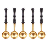 Maxbell 5Pcs Stamp Sealing Wax Spoon Retro Wood Handle Wax Heating Supply Tool Spoon