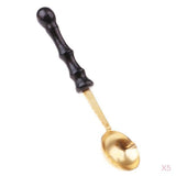 Maxbell 5Pcs Stamp Sealing Wax Spoon Retro Wood Handle Wax Heating Supply Tool Spoon