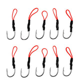 Maxbell Lot 10Pcs Assist Hooks Carbon Steel Jigging Fishing Hooks with PE Line